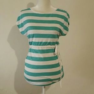 H&M Mint Green White Striped Mini Dress